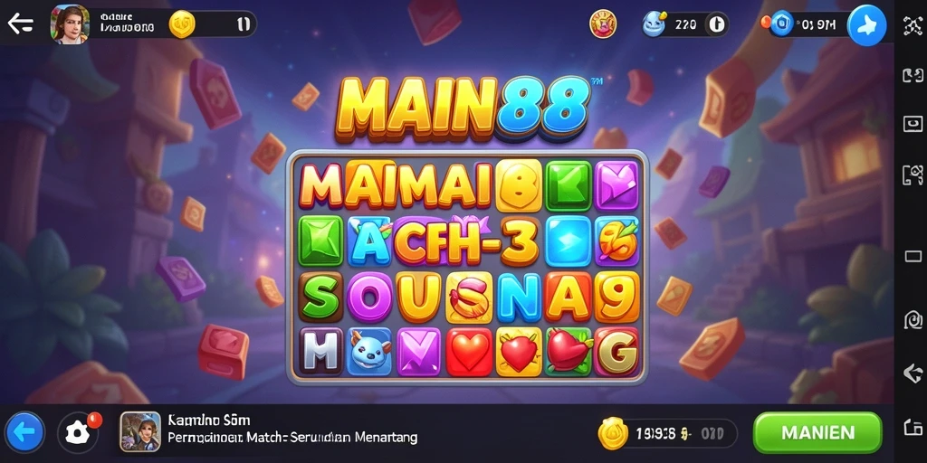Screenshot menunjukkan gameplay seru dari game Match-3 MAIN88.