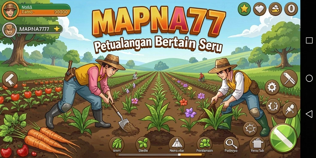 Tangkapan layar <strong>MAPNA777</strong> menampilkan aksi bertani yang seru dan interaksi sosial.