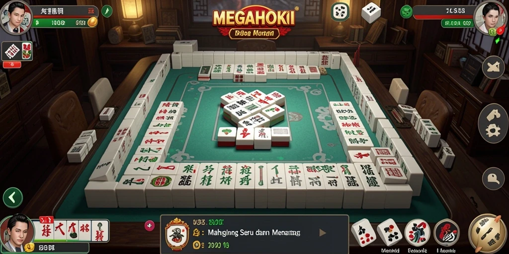 Screenshot gameplay MEGAHOKI menampilkan aksi permainan Mahjong yang mendebarkan.
