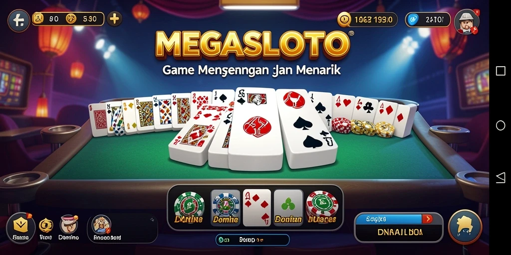 Screenshot gameplay MEGASLOTO menampilkan keseruan bermain Domino.