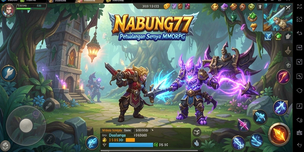 Screenshot tampilan gameplay NABUNG77 yang menampilkan pertempuran seru antar pemain.