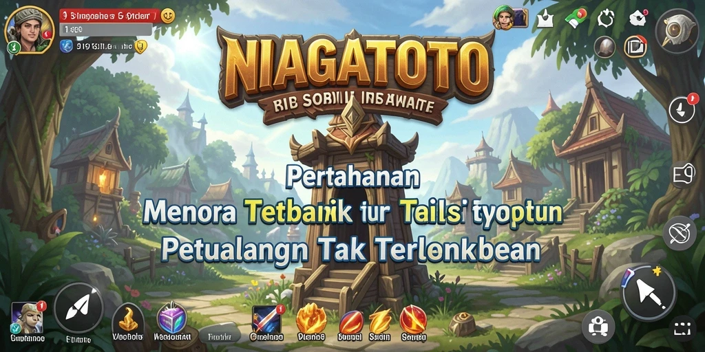 Tampilan gameplay <strong>NIAGATOTO</strong> yang menampilkan pertahanan menara yang menakjubkan.